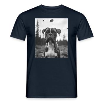 Hund - Alien Selfie Boxer UFO - Männer T-Shirt - Navy - Vorne - AI Model Male 178 light (178cm)