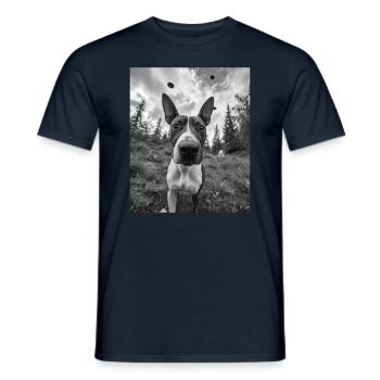 Chien - Alien Selfie Bull Terrier UFO - T-shirt homme - marine - Devant - AI Model Male 178 light (178cm)