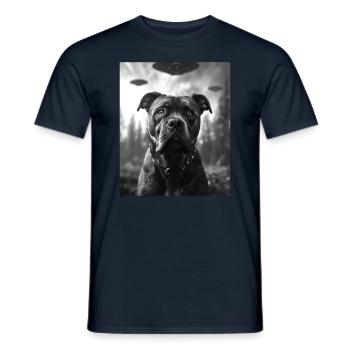 Chien - Alien Selfie Cane Corso UFO - T-shirt homme - marine - Devant - AI Model Male 178 light (178cm)