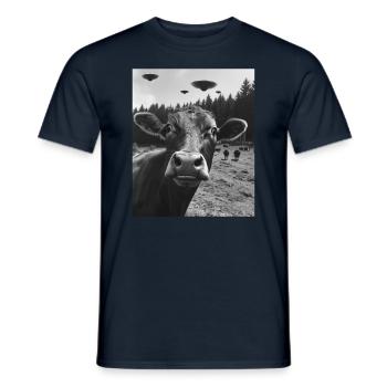 Vache - Alien Selfie Brown Siss UFO - T-shirt homme - marine - Devant - AI Model Male 178 light (178cm)