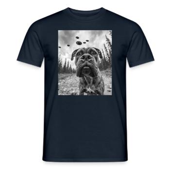 Chien - Alien Selfie Bullmastiff OVNI - T-shirt homme - marine - Devant - AI Model Male 178 light (178cm)