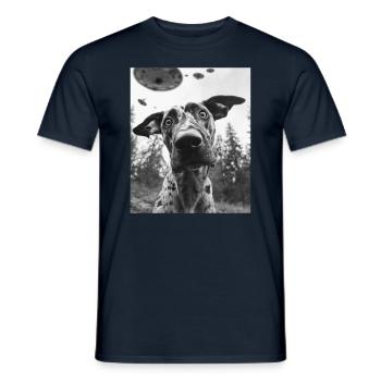 Chien - Alien Selfie Catahoula Leopard UFO - T-shirt homme - marine - Devant - AI Model Male 178 light (178cm)