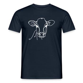 Linie Art Dad Mama Kuh - Brown Schweizer - Männer T-Shirt - Navy - Vorne - AI Model Male 178 light (178cm)