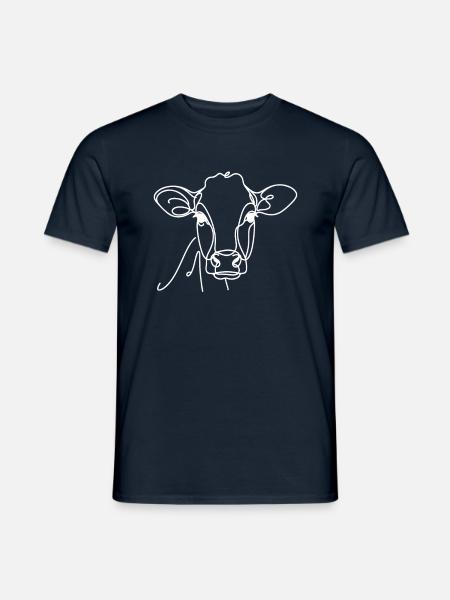 Line Art Far Mor Ko - Brun Schweizisk - Mænd T-shirt - marineblå