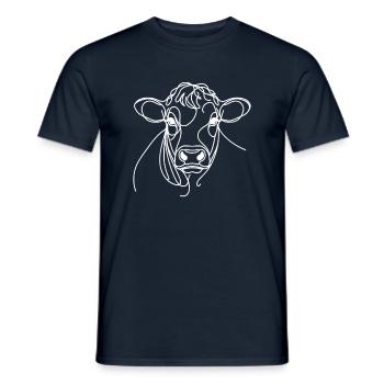 Linie Art Dad Mama Kuh - Charolais - Männer T-Shirt - Navy - Vorne - AI Model Male 178 light (178cm)