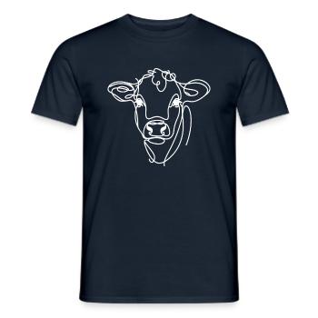 Line Art Dad Mom Cow - Dexter - Men's T-Shirt - navy - Front - AI Model Male 178 light (178cm)