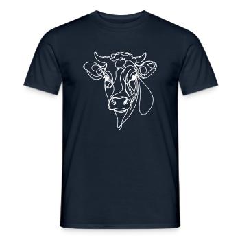 Line Art Dad Mom Cow - Limousin - Men's T-Shirt - navy - Front - AI Model Male 178 light (178cm)