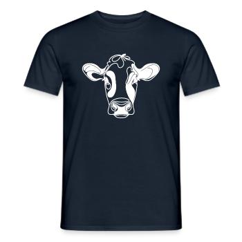 Line Art Papa Maman Vache - Holstein - T-shirt homme - marine - Devant - AI Model Male 178 light (178cm)