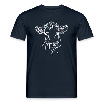Line Art Dad Mom Cow - Normande - Men's T-Shirt - navy - Front - AI Model Male 178 light (178cm)