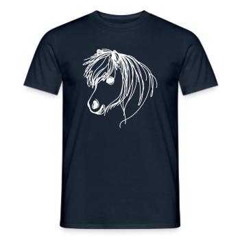 Line Art Papa Maman - Poney Shetland - T-shirt homme - marine - Devant - AI Model Male 178 light (178cm)