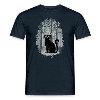 Cottagecore Cat in the Woods with Hat - Men's T-Shirt - navy - Front - AI Model Male 178 light (178cm)