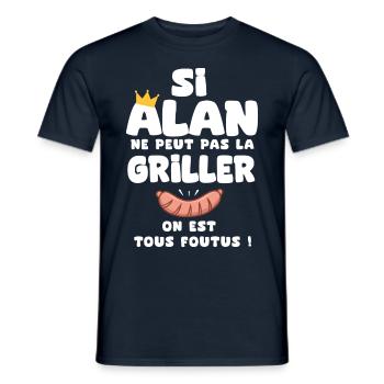 Alan roi barbecue cadeau alan fêtes - T-shirt homme - marine - Devant - AI Model Male 178 light (178cm)