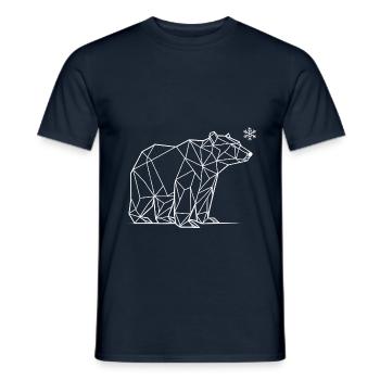 Polygone d’ours polaire – Design animalier d’hiver minimaliste - T-shirt homme - marine - Devant - AI Model Male 178 light (178cm)