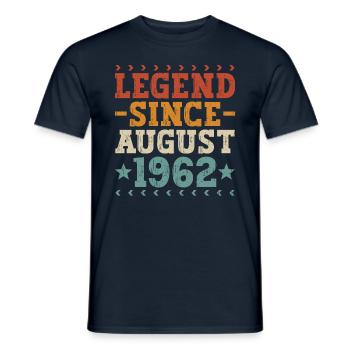 Légende Août 1962 Vintage Vintage Anniversaire - T-shirt homme - marine - Devant - AI Model Male 178 light (178cm)