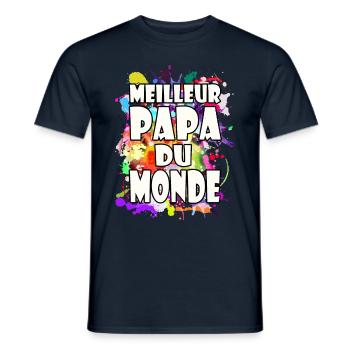 Cadeau fête des pères meilleur papa du monde - T-shirt homme - marine - Devant - AI Model Male 178 light (178cm)