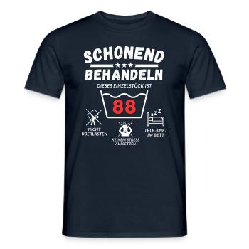 Schonend behandeln - dieses Einzelstück ist 88 - Männer T-Shirt - Navy - Vorne - AI Model Male 178 light (178cm)