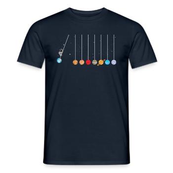 astronaute swing planètes système solaire science spatiale - T-shirt homme - marine - Devant - AI Model Male 178 light (178cm)