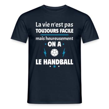 La vie n'est pas toujours facile handball - T-shirt homme - marine - Devant - AI Model Male 178 light (178cm)