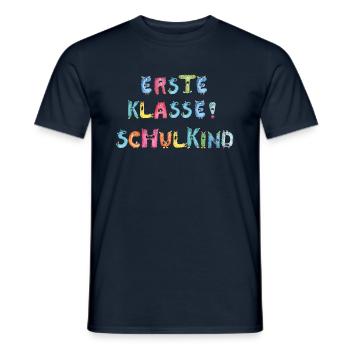 Bunte Monster-Buchstaben: Schulkind & Erste Klasse - Männer T-Shirt - Navy - Vorne - AI Model Male 178 light (178cm)