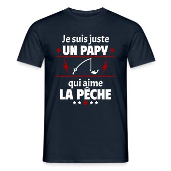 Juste un papy qui aime la pêche, cadeau noël - T-shirt homme - marine - Devant - AI Model Male 178 light (178cm)