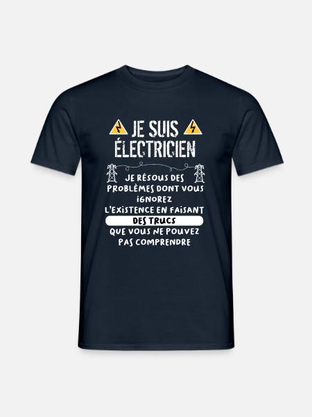 t-shirt humour électricien - T-shirt homme - marine