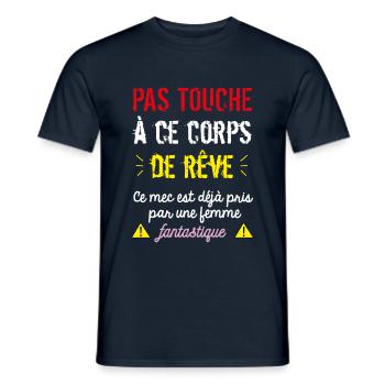 pas touche à ce corps de rêve - T-shirt homme - marine - Devant - AI Model Male 178 light (178cm)