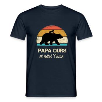 papa ours petit ours - T-shirt homme - marine - Devant - AI Model Male 178 light (178cm)