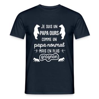 papa ours grognon - T-shirt homme - marine - Devant - AI Model Male 178 light (178cm)