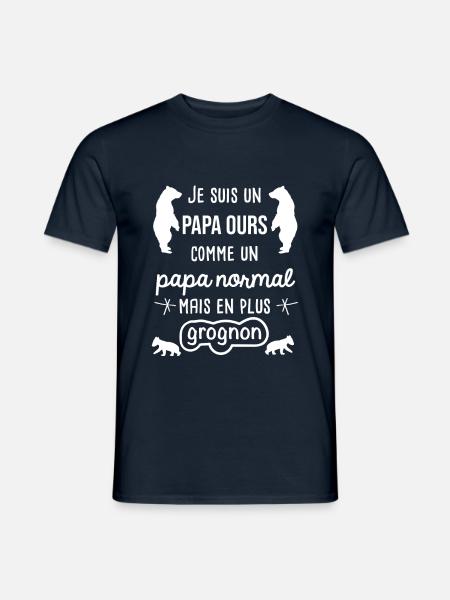 papa ours grognon - T-shirt homme - marine