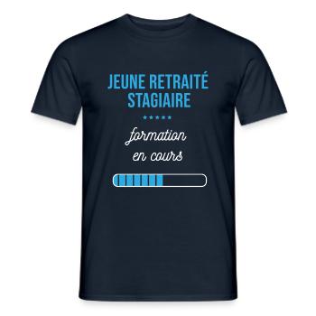 Retraite en cours humour - T-shirt homme - marine - Devant - AI Model Male 178 light (178cm)