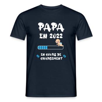 papa en 2022 - T-shirt homme - marine - Devant - AI Model Male 178 light (178cm)
