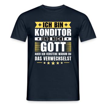 Ich bin Konditor und nicht Gott - Männer T-Shirt - Navy - Vorne - AI Model Male 178 light (178cm)