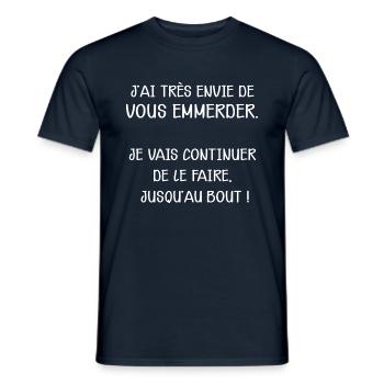 j'ai très envie de vous emmerder humour président - T-shirt homme - marine - Devant - AI Model Male 178 light (178cm)