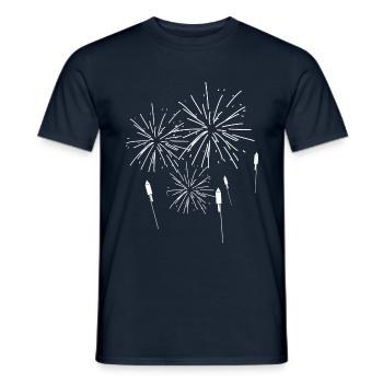 Feu d'artifice Pyro Nouvel An - T-shirt homme - marine - Devant - AI Model Male 178 light (178cm)