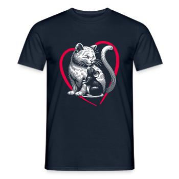 Le chat et la souris et l’amitié la paix et l’amour - T-shirt homme - marine - Devant - AI Model Male 178 light (178cm)