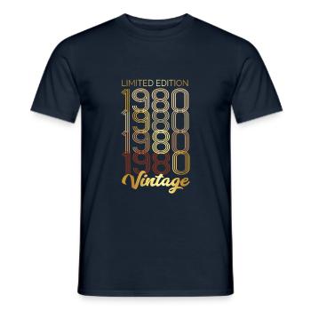 Chemise anniversaire 1980's édition limitée - T-shirt homme - marine - Devant - AI Model Male 178 light (178cm)