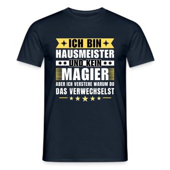 Ich bin Hausmeister und kein Magier - Männer T-Shirt - Navy - Vorne - AI Model Male 178 light (178cm)