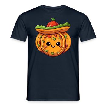 Kawaii Pumpkin Meets Taco & Tomato - Men's T-Shirt - navy - Front - AI Model Male 178 light (178cm)