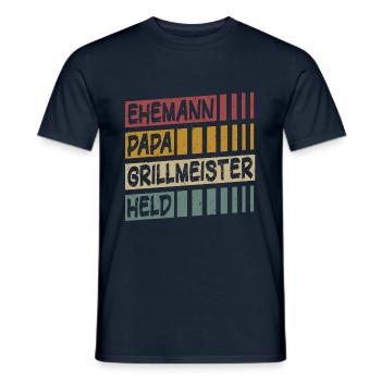 Ehemann Papa Grillmeister Held - Männer T-Shirt - Navy - Vorne - AI Model Male 178 light (178cm)