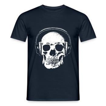 Skull with headphones - Men's T-Shirt - navy - Front - AI Model Male 178 light (178cm)