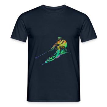 Skieur sports d'hiver vacances ski ski ski - T-shirt homme - marine - Devant - AI Model Male 178 light (178cm)