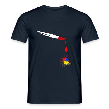Pinceau avec des taches de peinture blanc - T-shirt homme - marine - Devant - AI Model Male 178 light (178cm)