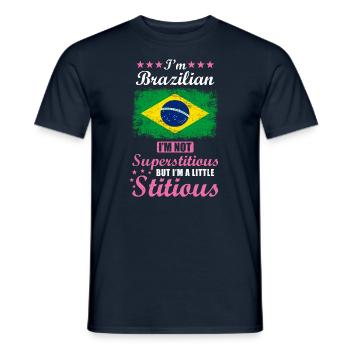Brazilian Gift funny saying Brazil - Men's T-Shirt - navy - Front - AI Model Male 178 light (178cm)