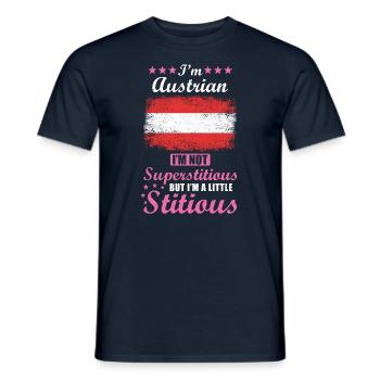 Austrian Mrs. Superstitious Stitious - Men's T-Shirt - navy - Front - AI Model Male 178 light (178cm)
