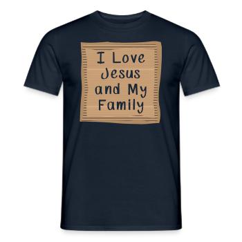 J’aime Jésus et ma famille - T-shirt homme - marine - Devant - AI Model Male 178 light (178cm)