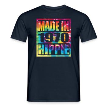 Anniversaire hippie 1970 - T-shirt homme - marine - Devant - AI Model Male 178 light (178cm)
