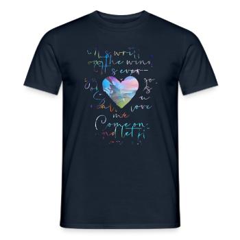 heart,writing,beige,text,watercolor,painting - Men's T-Shirt - navy - Front - AI Model Male 178 light (178cm)