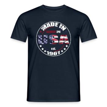 Birthday Saying born USA 1961 - Men's T-Shirt - navy - Front - AI Model Male 178 light (178cm)