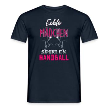 Echte Mädchen spielen Handball - Männer T-Shirt - Navy - Vorne - AI Model Male 178 light (178cm)