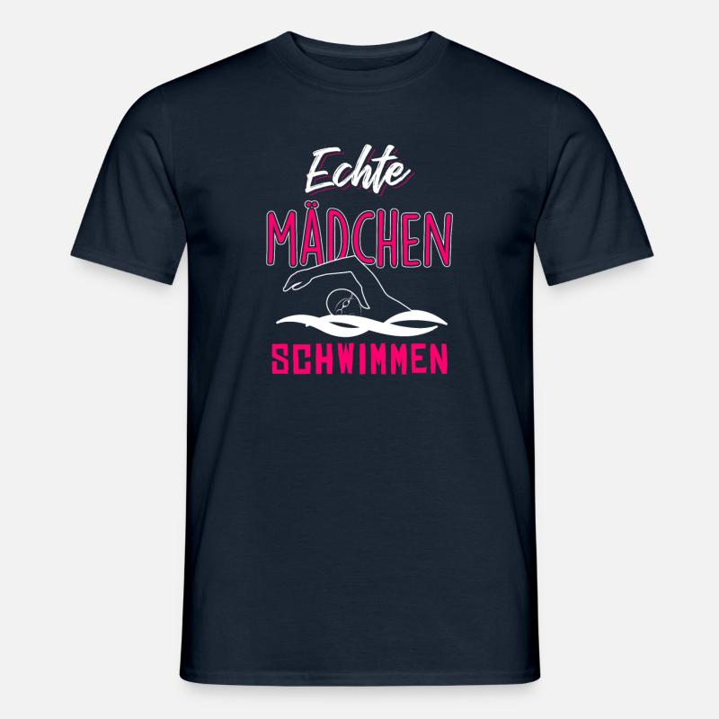 Echte Mädchen schwimmen - Männer T-Shirt - Navy